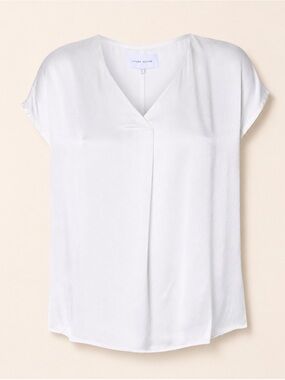 Dear John Yanis White Split Neck Blouse Medium